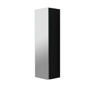 9.84 in. W x 29.53 in. H Black Rectangular Aluminum Medicine Cabinet with Mirror, Adjustable Glass Shelves
