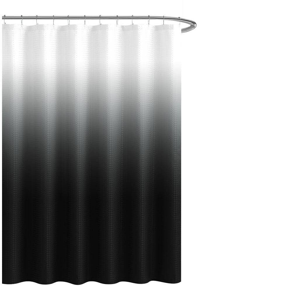 Black and White Ombre PEVA Shower Curtain Set with Hooks