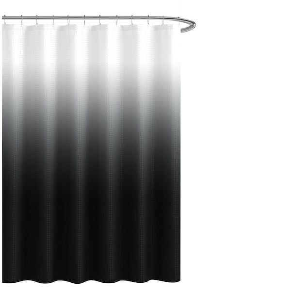 CREATIVE HOME IDEAS Ombre 70 in. W x 72 in. L Peva Shower Curtain w/Liner & Hooks 14-Piece Set in Black