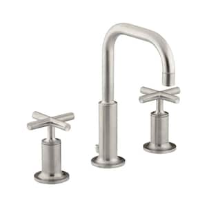 Purist 8 in. Widespread 2-Handle Mid-Arc Bathroom Faucet in Vibrant Brushed Nickel