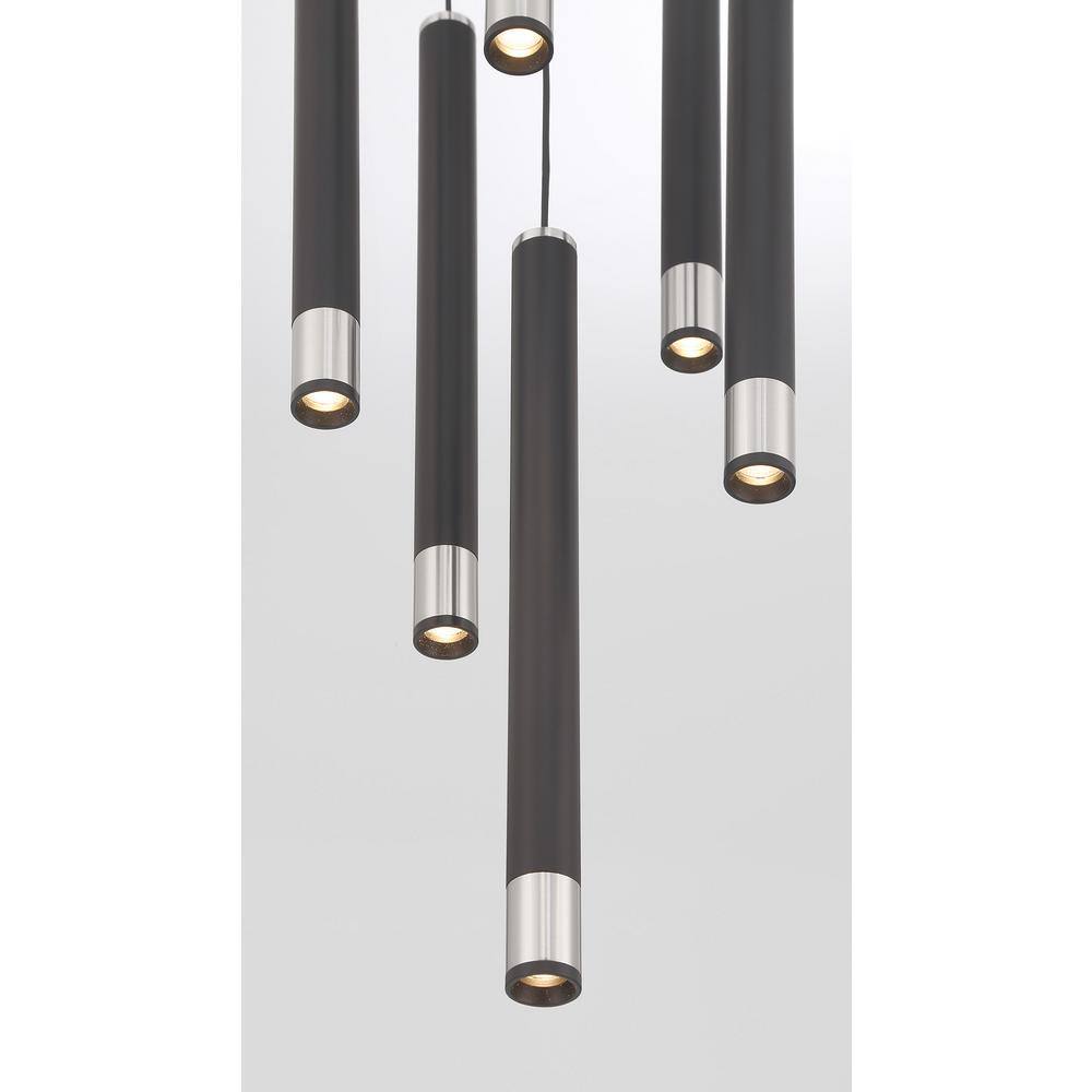 Coal and Brushed Nickel 6-Light LED Pendant with Clear Acrylic Shade