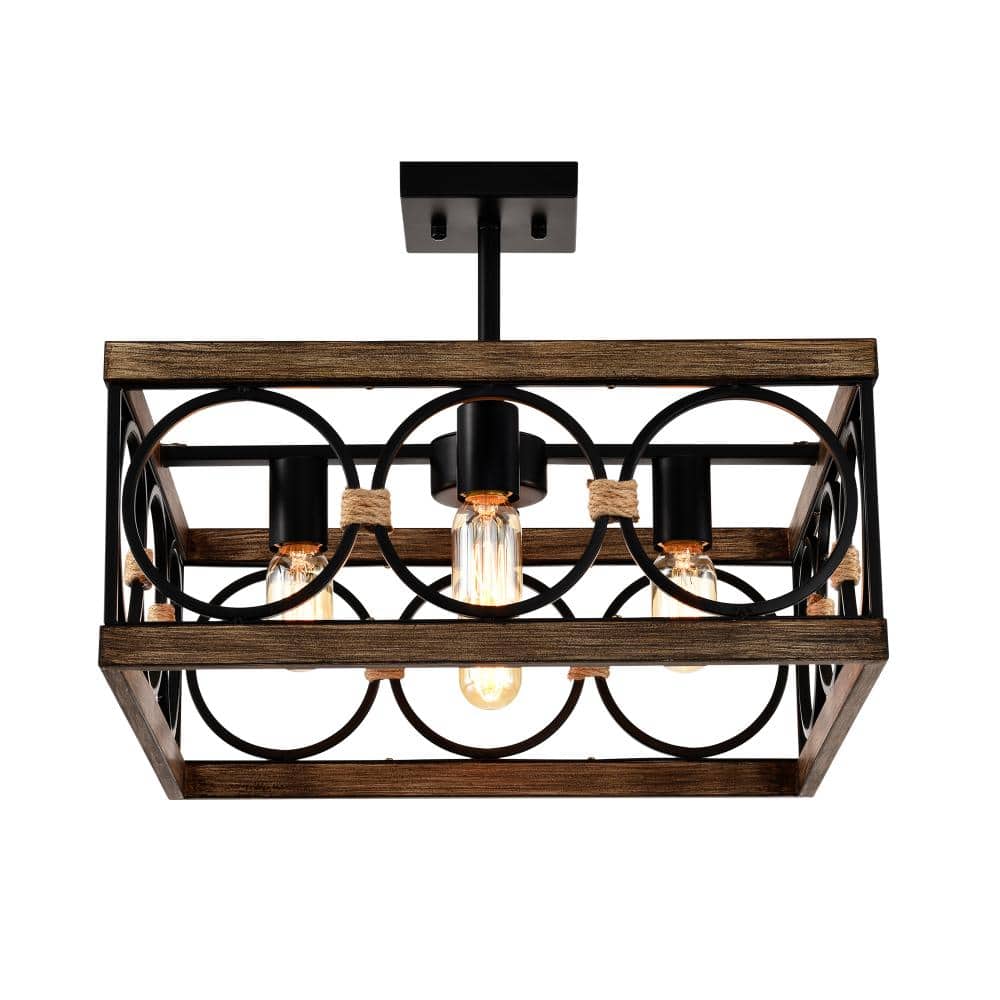 18.6 in. 4-Light Black Square Chandelier, Ideal for Kitchen Islands and Dining Rooms price history on PriceWatchPro