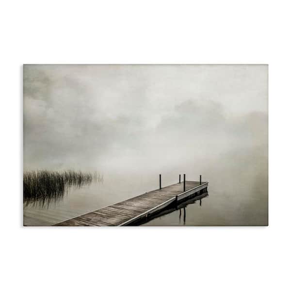 Stupell Industries Mysterious Foggy Lake Dock by Peter Hawkins Unframed Nature Graphic Art Print 16 in. x 24 in.