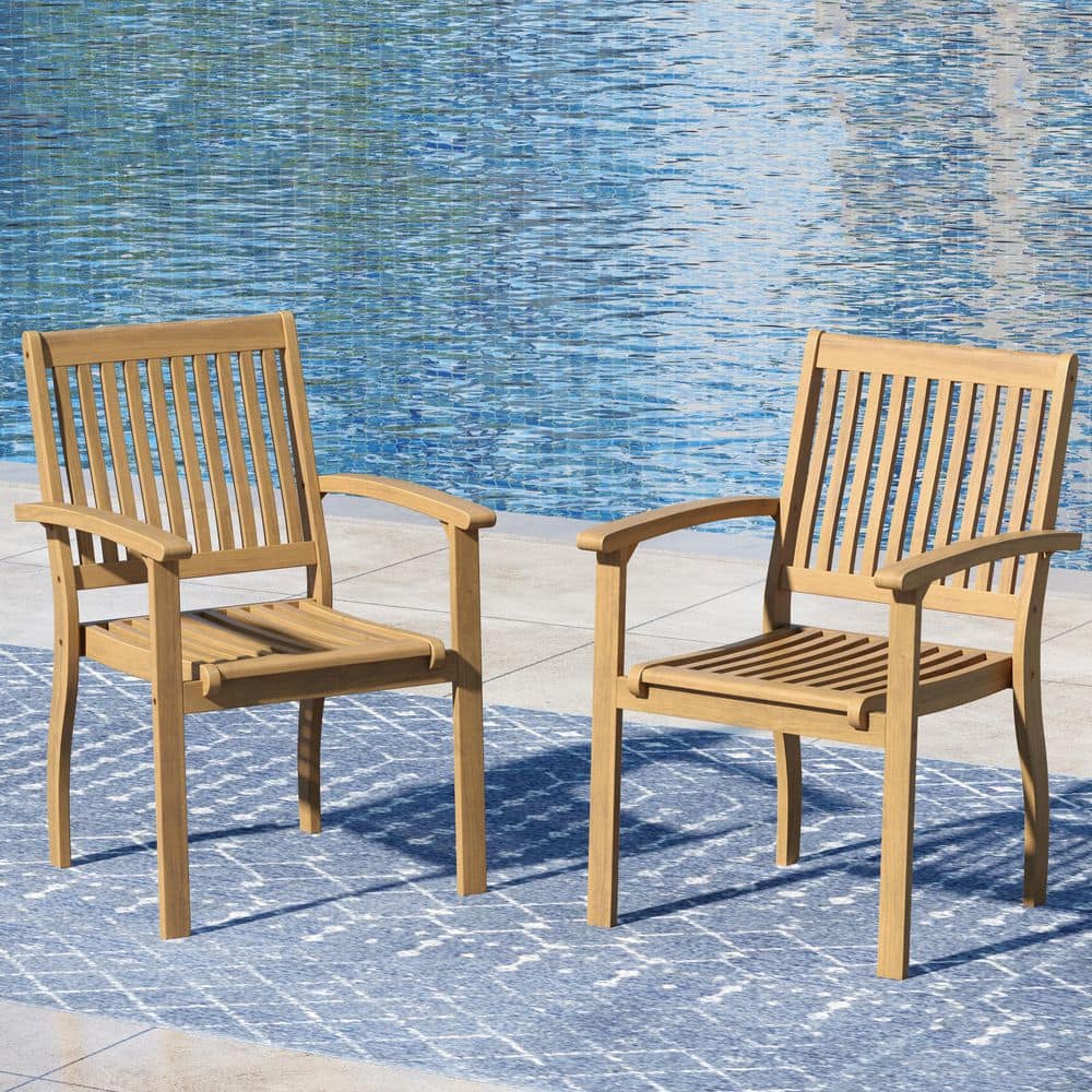 Brown Acacia Wood Patio Dining Chairs (2-Pack) price history on PriceWatchPro