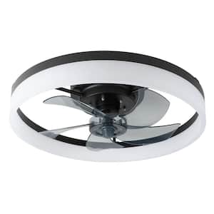 14.96 in. Indoor Blade Modern Classic Black and White Shade LED Recessed Ceiling Fan Light, Dimmable