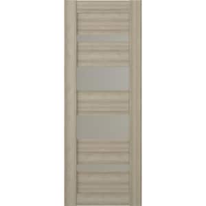 Mirella 18 in. x 80 in. No Bore 4-Lite Frosted Glass Shambor Wood Composite Interior Door Slab