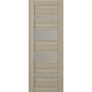 Mirella 30 in. x 80 in. No Bore 4-Lite Frosted Glass Shambor Wood Composite Interior Door Slab
