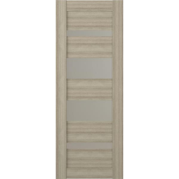 Belldinni Mirella 32 in. x 80 in. No Bore 4-Lite Solid Core Frosted Glass Shambor Finished Wood Composite Interior Door Slab