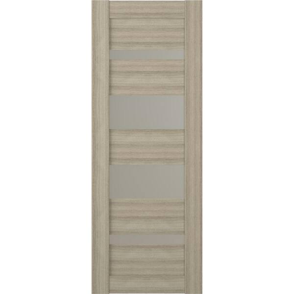 Belldinni Mirella 36 in. x 80 in. No Bore 4-Lite Frosted Glass Shambor Composite Wood Interior Door Slab