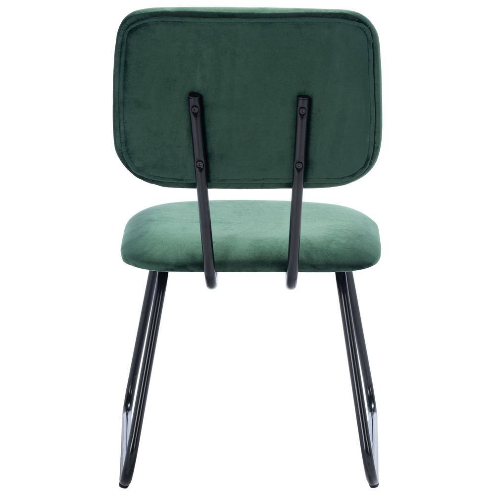 Malachite Green Velvet Parsons Side Chair Set with Matte Black Frame