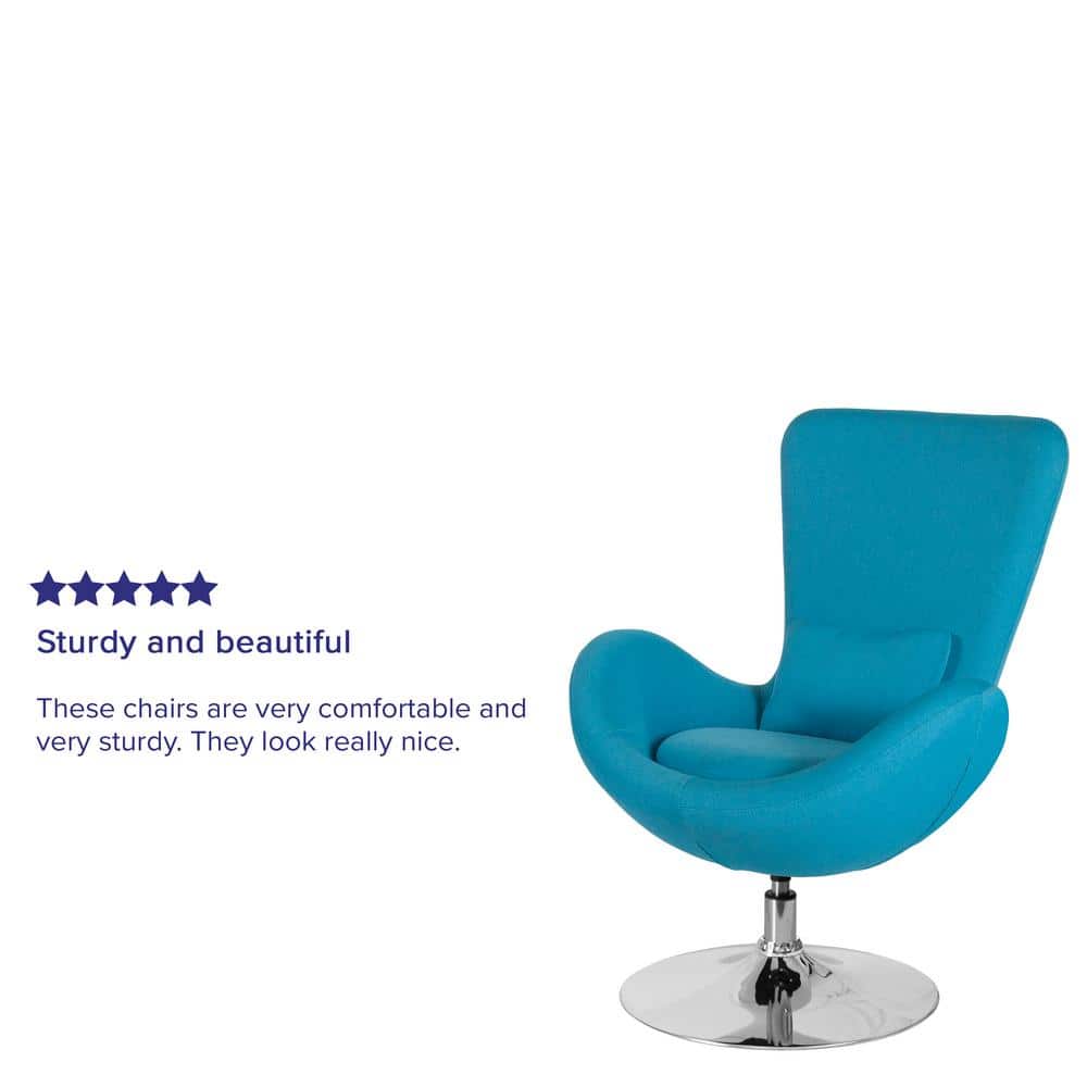 Aqua Fabric High Back Swivel Reception Chair with Chrome Base