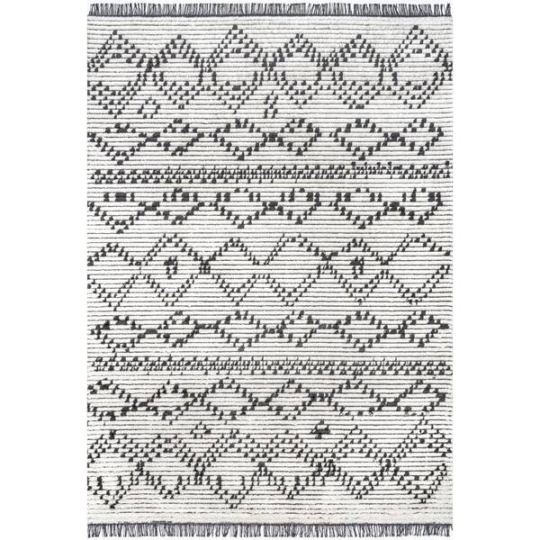 nuLOOM Jaycee Abstract Soft Shaggy Textured Fringe Beige 5 ft. 3 in. x 7 ft. 6 in. Area Rug