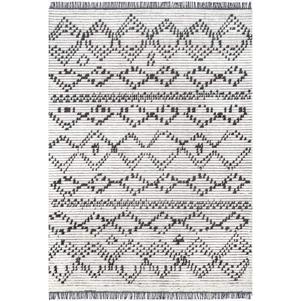 nuLOOM Jaycee Abstract Soft Shaggy Textured Fringe Beige 8 ft. 10 in. x 12 ft. Area Rug