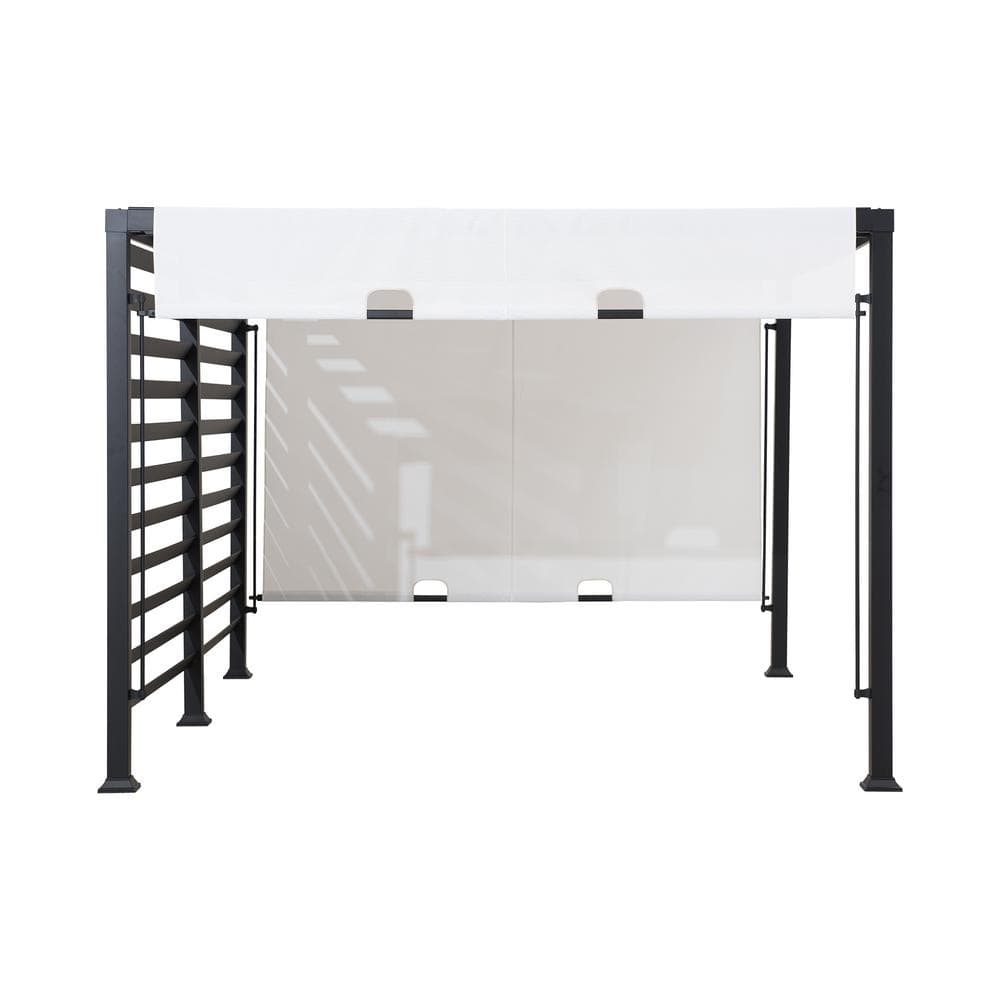 Sunjoy 10' x 12' Black Steel Pergola with White Canopy