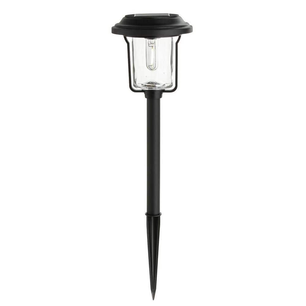 Hampton Bay Laurelview 14 Lumen Black LED Weather Resistant Outdoor Solar Path Light with Glass Lens 82301-006