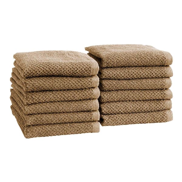 FRESHFOLDS Mocha 12-Pack Cotton Quick-Dry Washcloth Set