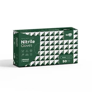 8 Mil Small Heavy-Duty Nitrile Gloves in Green with Diamond Texture Grip Powder and Latex Free (50-Count)