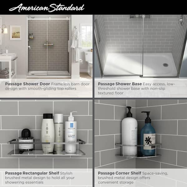 American Standard Passage Corner Shower Shelf in Brushed Metal