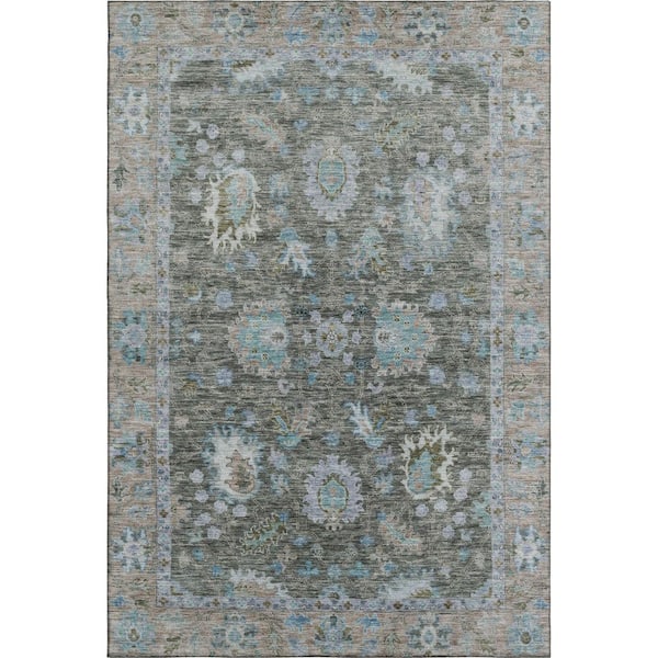 Mayfield Premium Machine Washable Abstract AMF2104 Fern 3 ft. x 4 ft. Area Rug