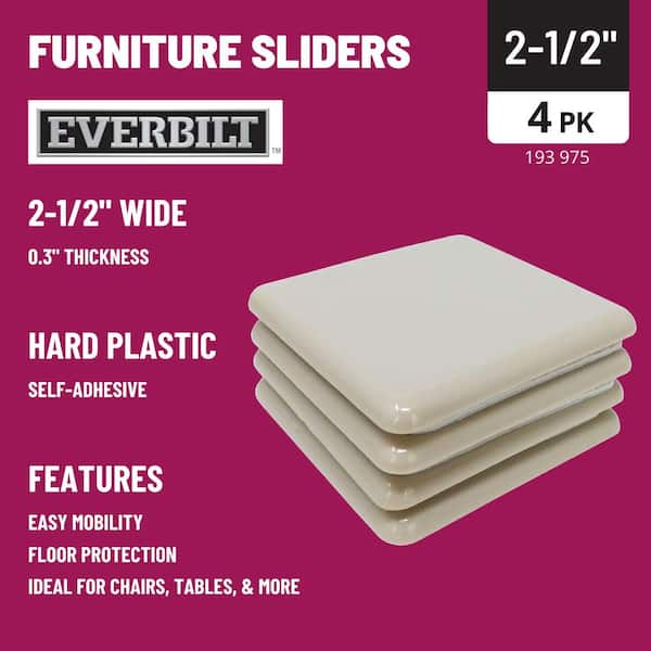 Everbilt 2-1/2 in. Beige Square Self-Adhesive Plastic Heavy Duty