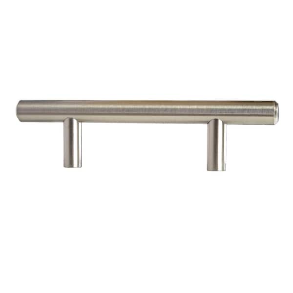 null 3 in. (76.2 mm) Center-to-Center Satin Nickel Modern Straight Euro Style Bar Cabinet Pull (10-Pack)