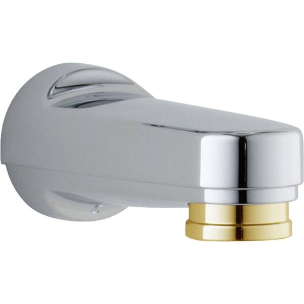 Delta Innovations 5-1/4 in. Long Pull-Down Diverter Tub Spout in Chrome and Polished Brass-DISCONTINUED