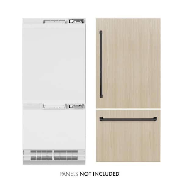 ZLINE Kitchen and Bath 36 in. 19.8 cu. ft. Panel Ready Built-in Bottom Freezer Refrigerator w/ Water Dispenser & Ice Maker with Black Accents