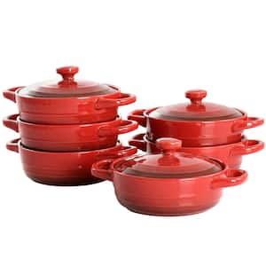 Appleton 6-Piece 10 oz. Stoneware Mini Casserole Set in Red with Lid