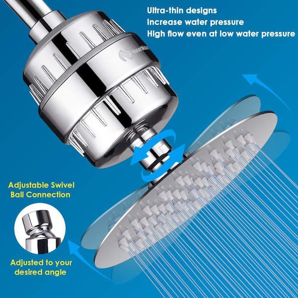 Lukvuzo 6 in. 15-Stage Shower Head Filter, Water Filter