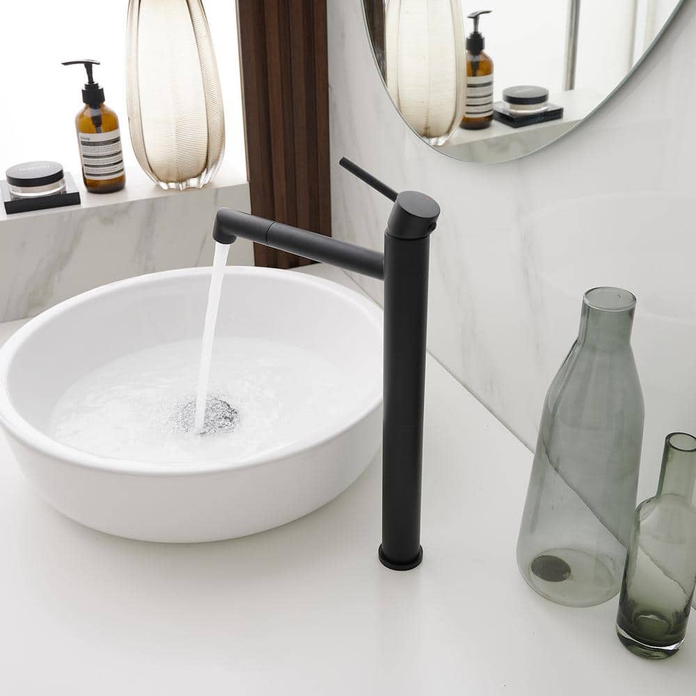 Matte Black Single Handle Vessel Sink Faucet