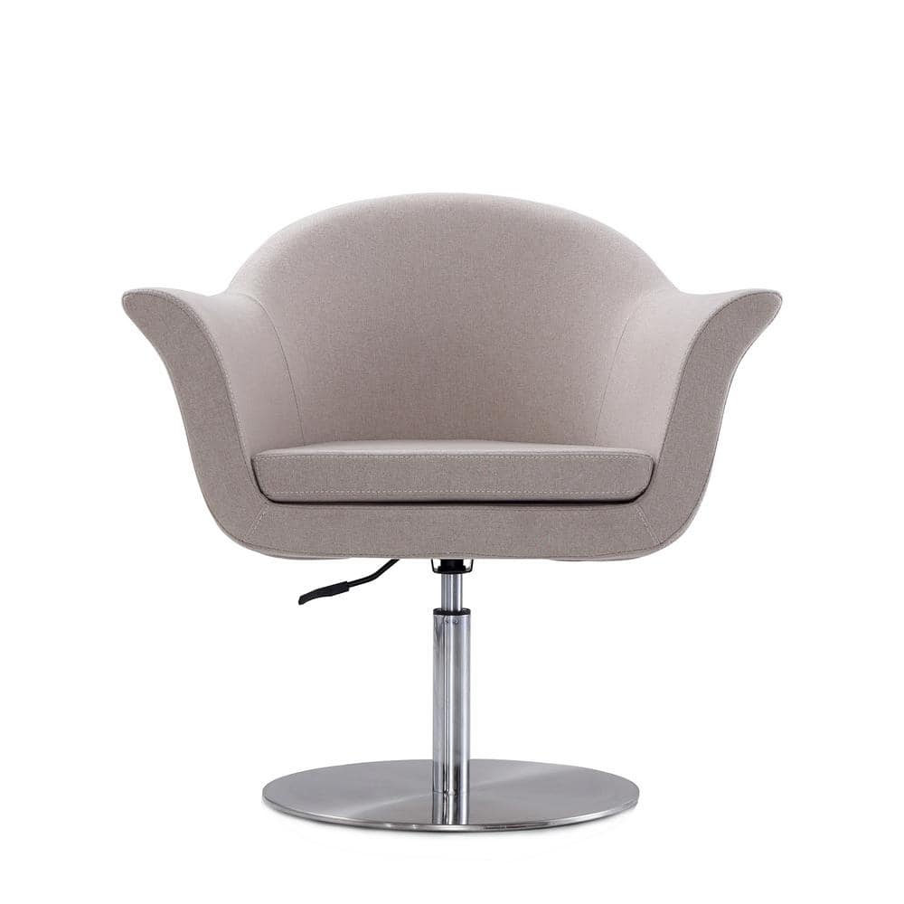 Barley Gray & Brushed Metal Mid-Century Swivel Accent Chair