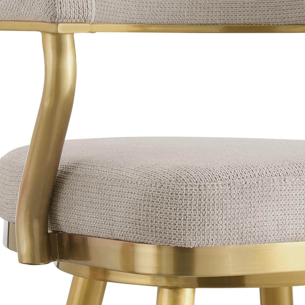 Justin 26" Taupe Swivel Counter Stool with Gold Metal Frame