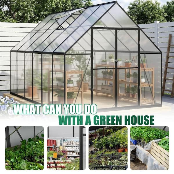 Sizzim 8 ft. W x 12 ft. D x 7 ft. H Outdoor Greenhouse