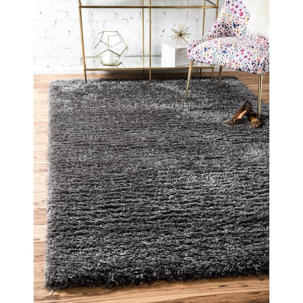 Shag Slate 9 ft. x 12 ft. Area Rug