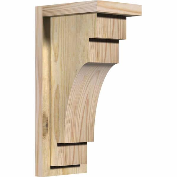 Ekena Millwork 6 in. x 8 in. x 16 in. Douglas Fir Mediterranean Rough Sawn Corbel with Backplate