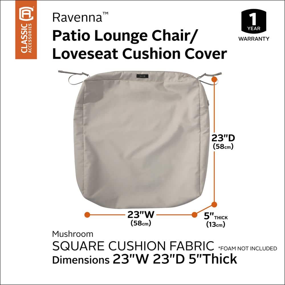 Ravenna Mushroom Water-Resistant Patio Seat Cushion Slip Cover