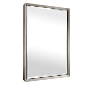 16 in. W x 24 in. H Rectangular Framed Aluminum Beveled Edge Wall Mount Bathroom Vanity Mirror in Brushed Nickel