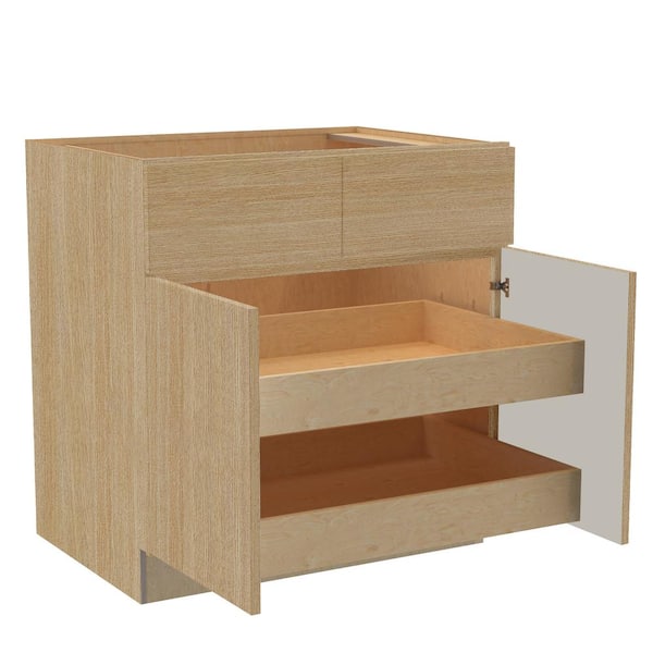 Home Decorators Collection Hargrove 33 in. W x 24 in. D x 34.5 in. H Assembled Plywood Base Kitchen Cabinet in Vanguard Oak with 2ROT Soft Close