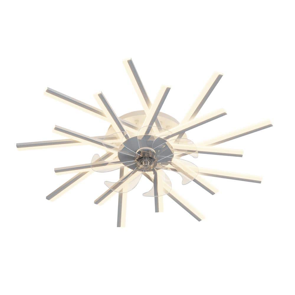 36 in. LED Indoor White Smart Ceiling Fan with Lights and Remote, Flush Mou
