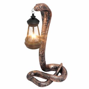 Brass Solar Snake Statue Lantern, Waterproof Outdoor Garden Yard Art Decor for Patio Porch Gift, Halloween Decor
