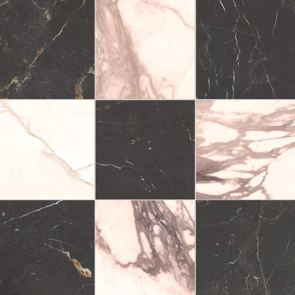 Reve Checker Noir with Rose 12 in. x 12 in. Porcelain Floor and Wall Tile (23.25 sq. ft. /Case) price history on PriceWatchPro