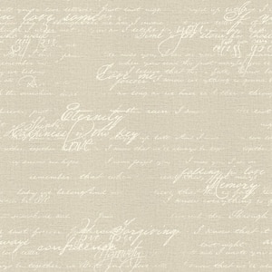 Nouvel Beige Script Washable Wallpaper Sample
