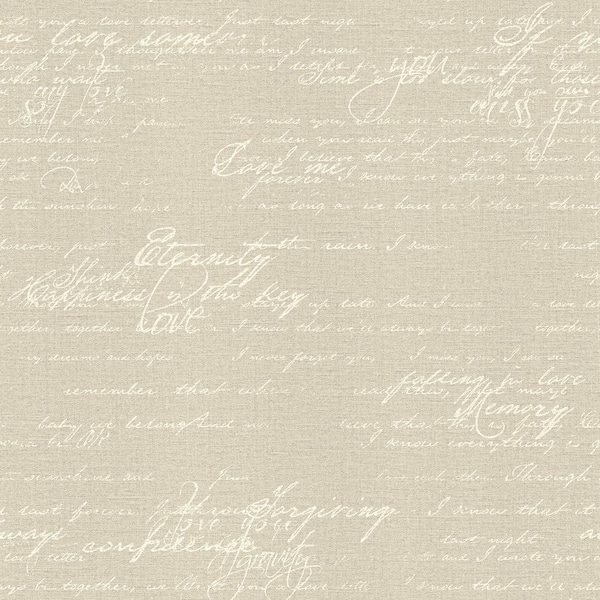 Advantage Nouvel Beige Script Washable Wallpaper Sample