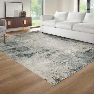 Harmony Abstract Green 5 ft. X 7 ft. Polyester Indoor Machine Washable Area Rug