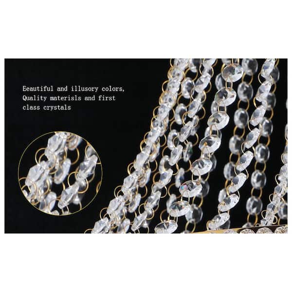 Aya⭐️ Jushua Luxury 22 in. 12-Light Gold Crystal Chandelier Lighting