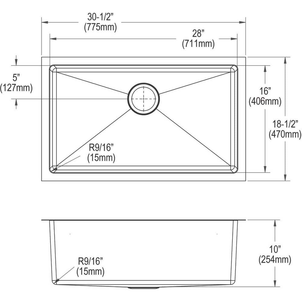 Elkay 31'' Satin Stainless Steel Single Bowl Undermount Sink