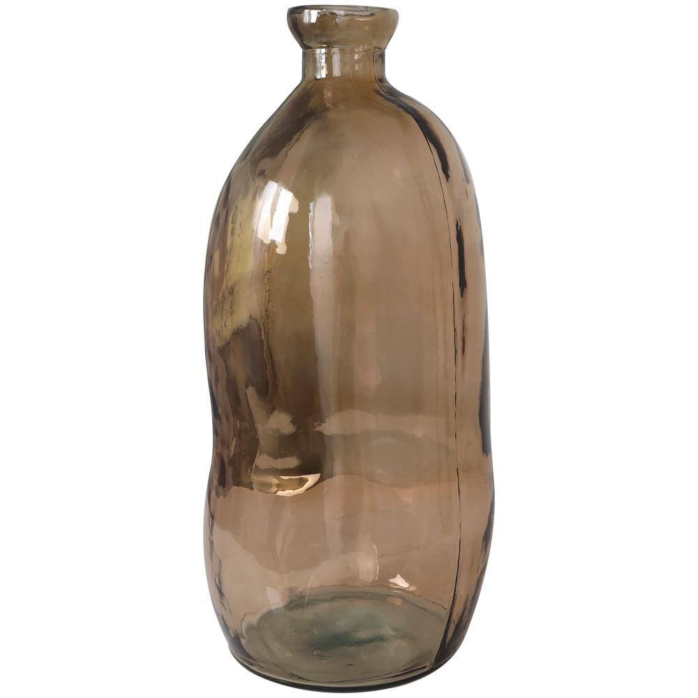 Handcrafted Round Brown Glass Floor Vase