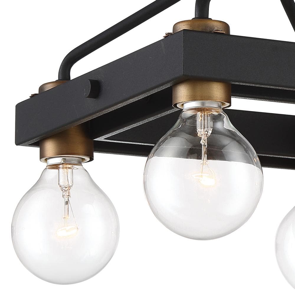 Ravella Black and Brass Industrial Semi Flush Mount Ceiling Light