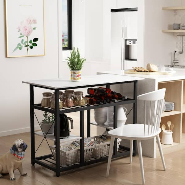 Fraley Black Kitchen Island with 4 Open Shelves N717-97AAK - The