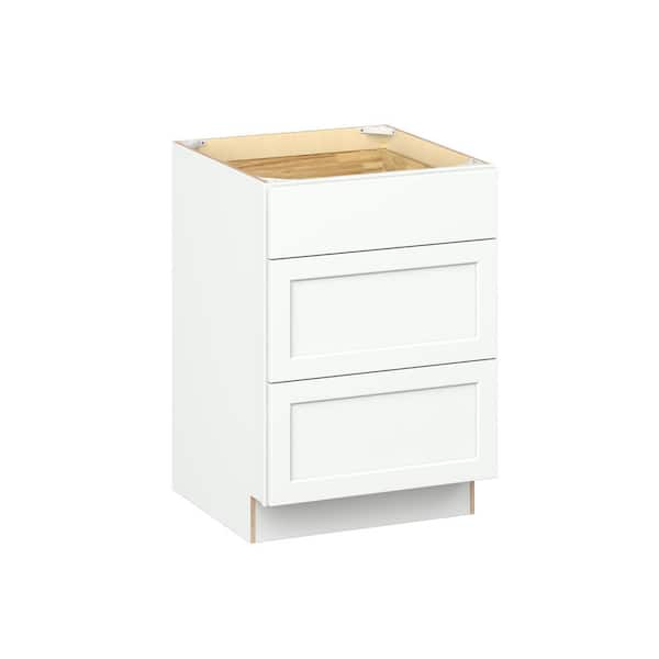 Emerson Pure White Base 3 drawer Ready to Assemble Kitchen Cabinet (24 in. W x 34.5 in. H x 24 in. D)